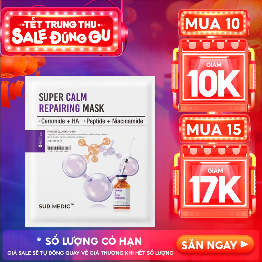 Mặt Nạ Sur.Medic+ Hỗ Trợ Phục Hồi, Làm Dịu Da Super Calm Repairing Mask 28g
