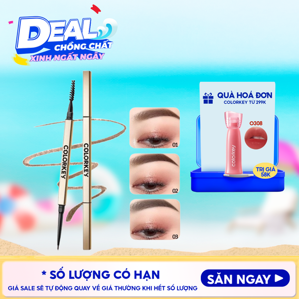  Chì Kẻ Mày Hai Đầu Colorkey Lâu Trôi The Rapid Eyebrow Pencil 0.07g 