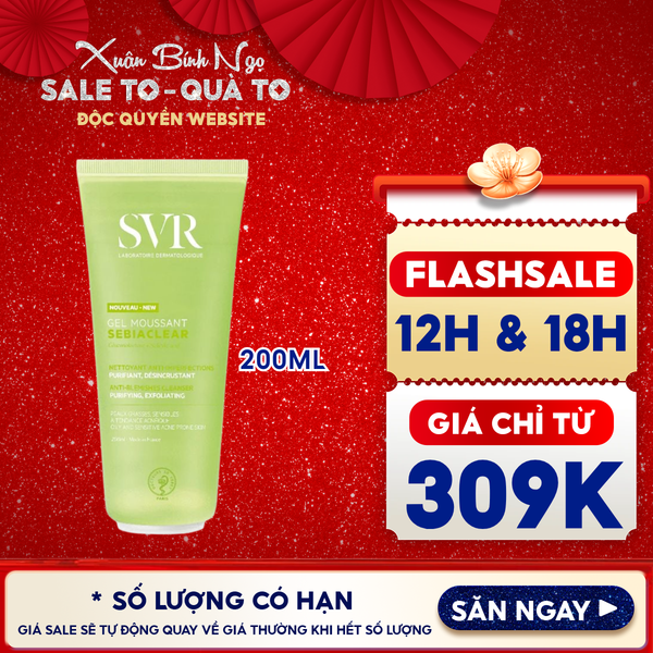  Sữa Rửa Mặt SVR Dạng Gel Không Chứa Xà Phòng Dành Cho Da Dầu Sebiaclear Gel Moussant 