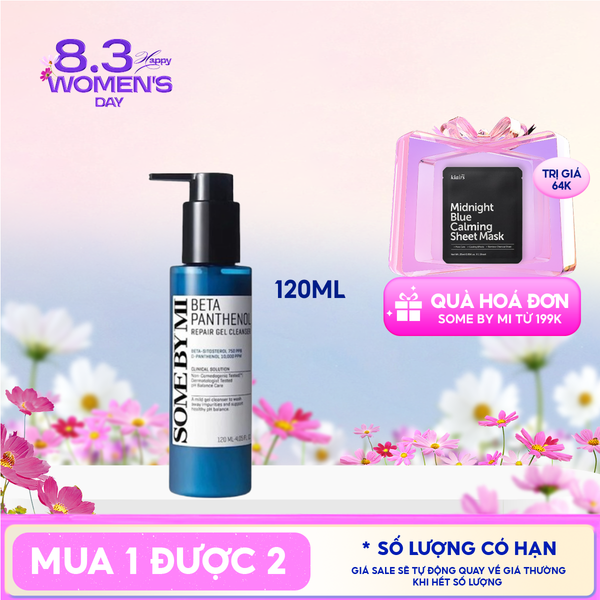  Sữa Rửa Mặt Tạo Bọt Some By Mi Làm Dịu Da Beta Panthenol Repair Gel Cleanser 120ml 