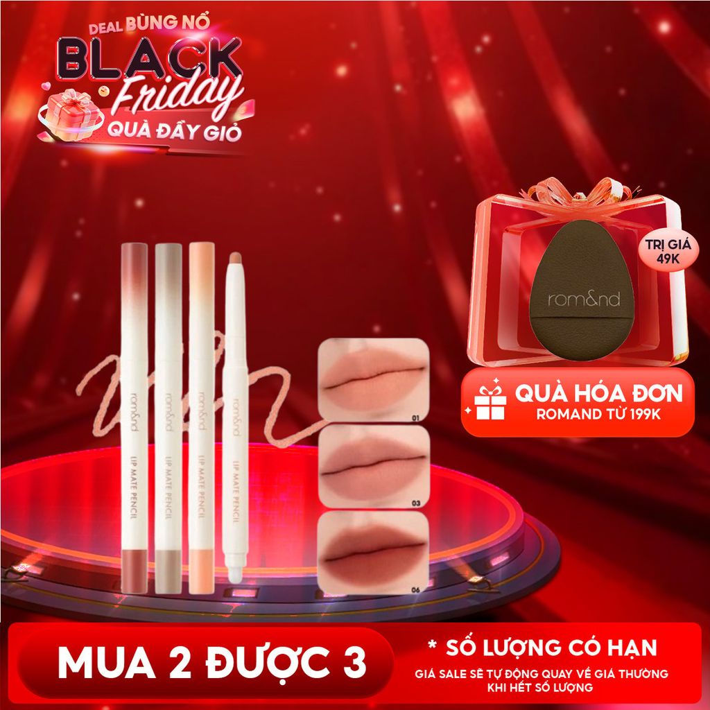 Chì Kẻ Viền Môi Romand Nhung Lì, Lâu Trôi, Thiết Kế 2 Đầu Lip Mate Pencil 0.5g