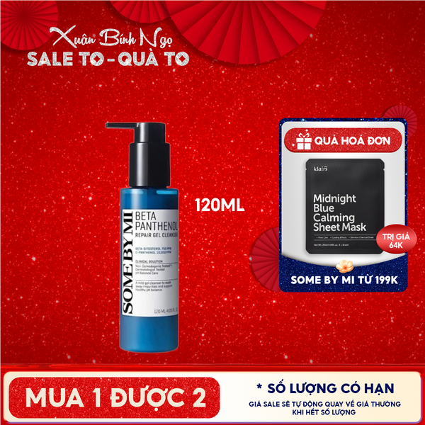  Sữa Rửa Mặt Tạo Bọt Some By Mi Làm Dịu Da Beta Panthenol Repair Gel Cleanser 120ml 