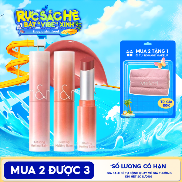  [DUSTY ON THE NUDE] Son Dưỡng Dạng Thỏi Có Màu Thuần Chay Romand Glasting Melting Balm 3.5g 