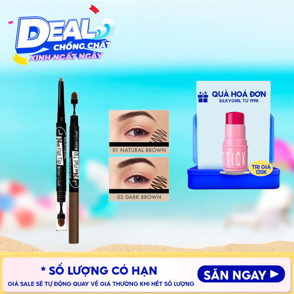  Chì Kẻ Mày Silkygirl Hai Đầu Lâu Trôi 24hr Flat Tip Brow Liner 