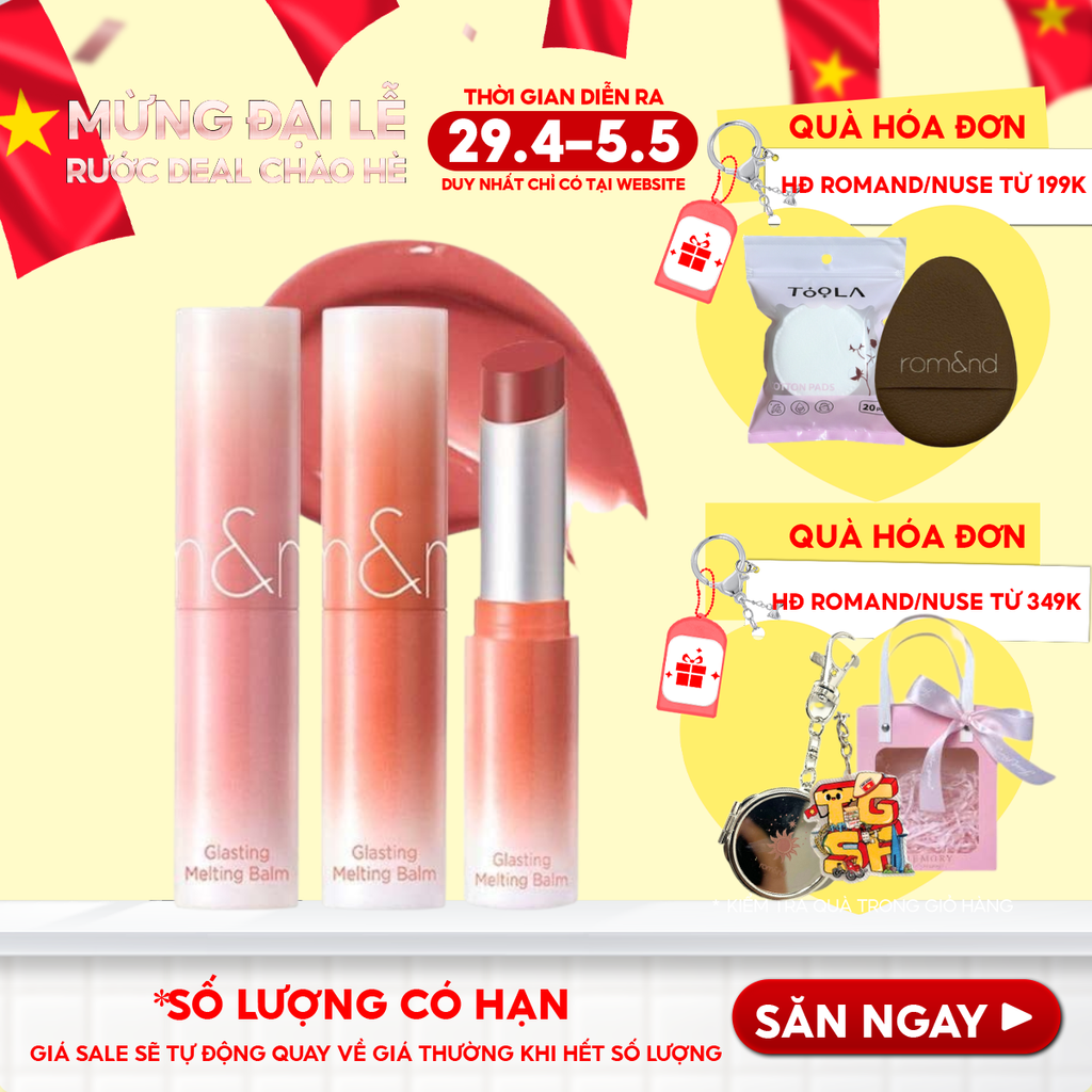 [DUSTY ON THE NUDE] Son Dưỡng Dạng Thỏi Có Màu Thuần Chay Romand Glasting Melting Balm 3.5g