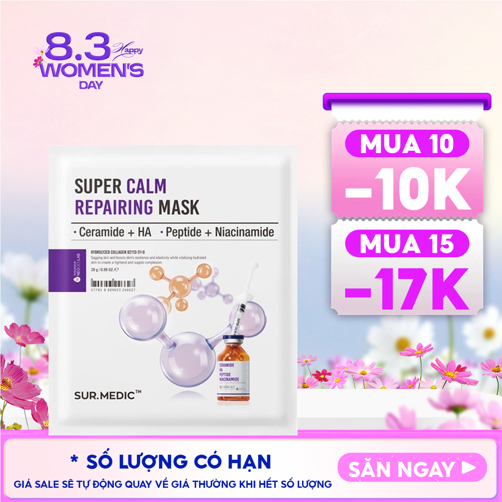 Mặt Nạ Sur.Medic+ Hỗ Trợ Phục Hồi, Làm Dịu Da Super Calm Repairing Mask 28g