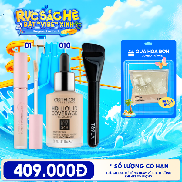  Combo Kem Che Khuyết Điểm Aperire Daydream Cover Tip Concealer + Kem Nền Catrice HD Liquid Coverage Foundation + Cọ Trang Điểm TOOLA Foundation Brush 