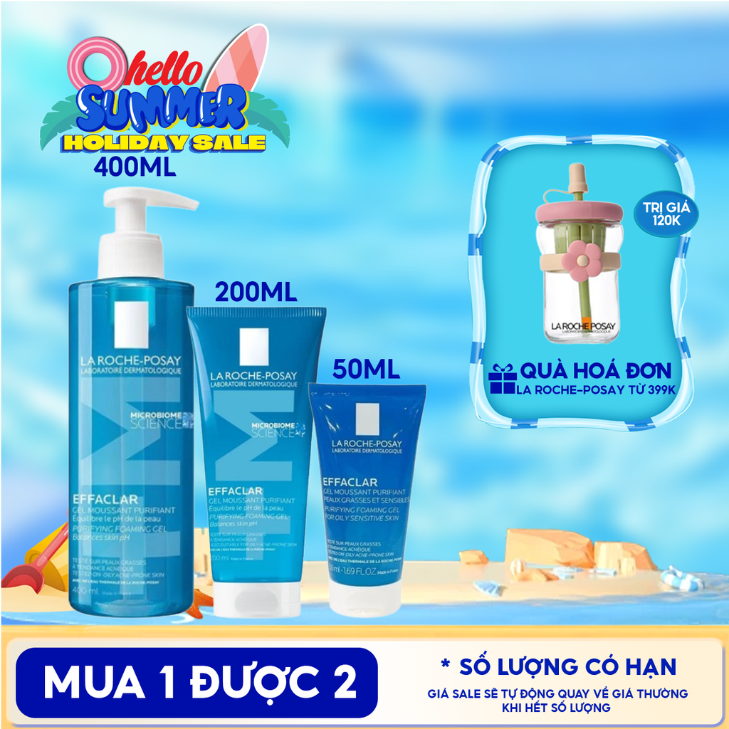 Sữa Rửa Mặt La Roche-Posay Dạng Gel Cho Da Dầu Mụn Effaclar Purifying Foaming Gel For Oily Sensitive Skin