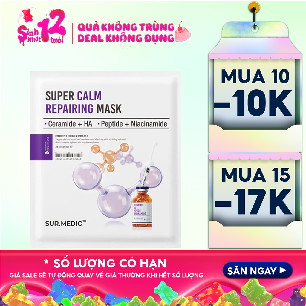 Mặt Nạ Sur.Medic+ Hỗ Trợ Phục Hồi, Làm Dịu Da Super Calm Repairing Mask 28g
