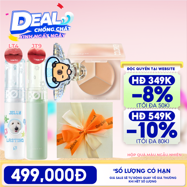  [HỘP QUÀ YÊU THƯƠNG] Son Tint Bóng FOIF Jelly Lasting Tint + Son Tint Bóng FOIF Juicy Fit Tint + Bảng Che Khuyết Điểm Colorkey + Kẹp Tóc Colokey Capybara + Hộp Quà Ngẫu Nhiên 