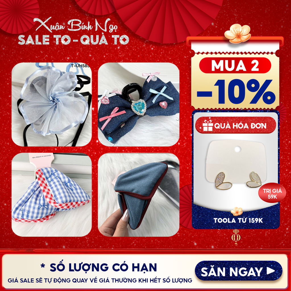 [NHẬP KHẨU] Kẹp Tóc Toola Có Gắn Nơ, Charm Tiểu Thư Phong Cách Hàn Quốc