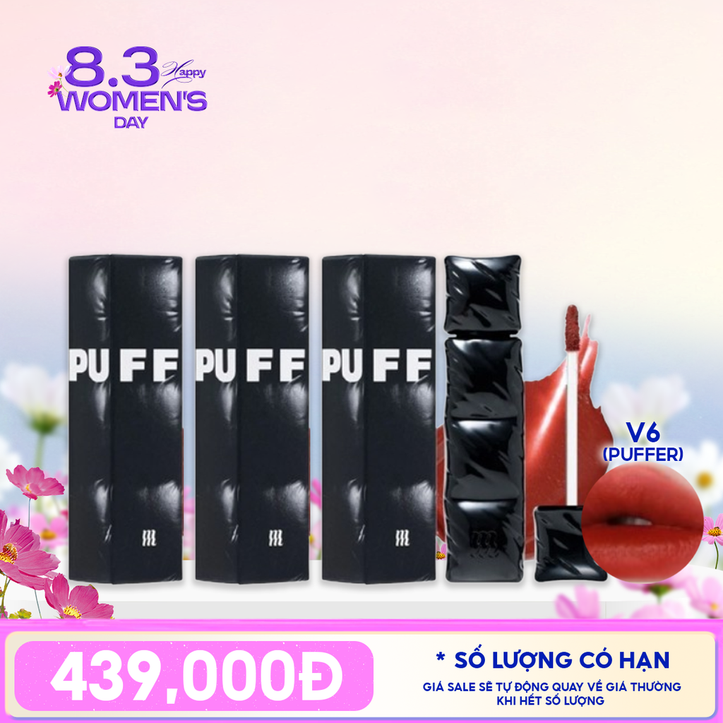 [PACK TIẾT KIỆM 53%] 3 Son Phao Kem Lì Merzy Bền Màu, Lâu Trôi Puffer Velvet Tint 3.7g #V6 Firenze Negroni