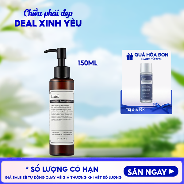  Dầu Tẩy Trang Klairs Kiểm Soát Bã Nhờn, Cung Cấp Dưỡng Chất Cho Da Gentle Black Deep Cleansing Oil 150ml 
