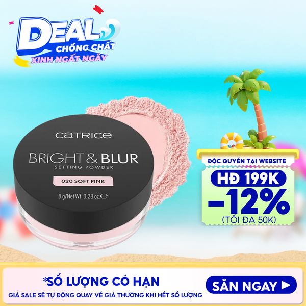  Phấn Phủ Dạng Bột Catrice Căng Bóng Nâng Tone Bright & Blur Setting Powder 020 Soft Pink 8g 