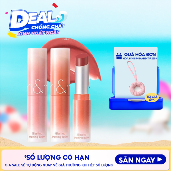  [DUSTY ON THE NUDE] Son Dưỡng Dạng Thỏi Có Màu Thuần Chay Romand Glasting Melting Balm 3.5g 