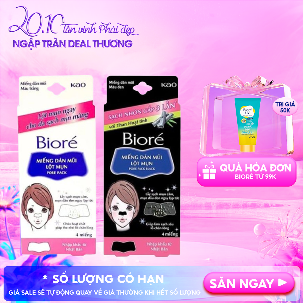 [Hộp 4 Miếng] Miếng Dán Mũi Lột Mụn Bioré Pore Pack Black