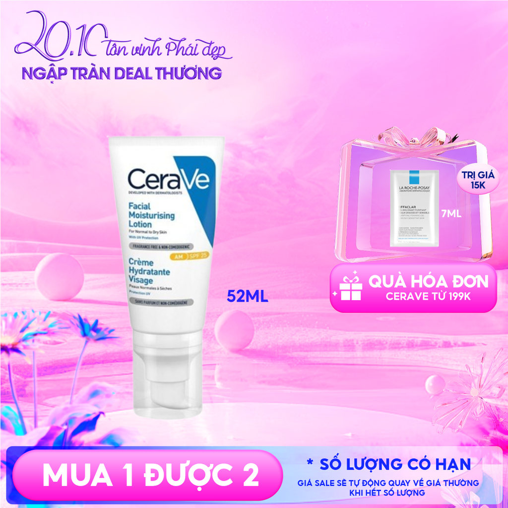 Sữa Dưỡng Chống Nắng Cerave Hỗ Trợ Phục Hồi Da Facial Moisturising Lotion AM 52ml