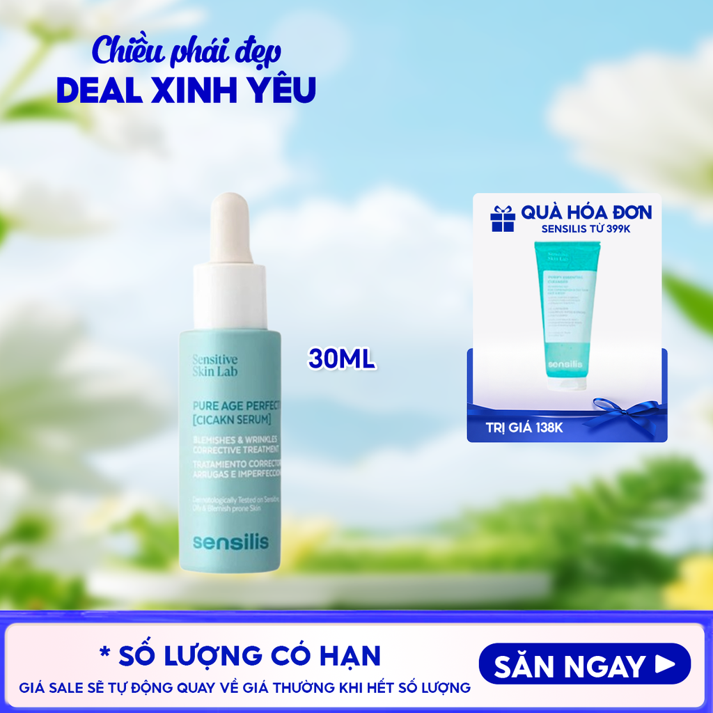 Serum Sensilis Cải Thiện Nếp Nhăn & Khuyết Điểm Da Pure Age Perfection [Cicakn Serum] 30ml