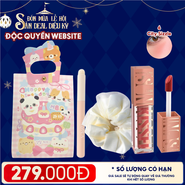  Túi Quà Giáng Sinh: Son Maybelline + Kẹp Tóc Ngẫu Nhiên + Cọ Môi + Túi Quà Tặng 