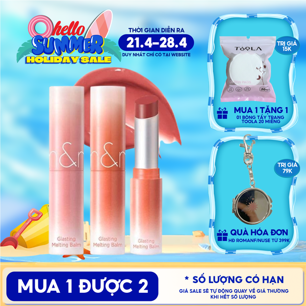  [DUSTY ON THE NUDE] Son Dưỡng Dạng Thỏi Có Màu Thuần Chay Romand Glasting Melting Balm 3.5g 