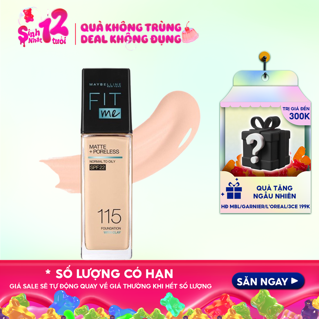 Kem Nền Maybelline Kiềm Dầu, Cho Lớp Nền Mịn Lì Tự Nhiên Fit Me Matte Poreless Foundation 30ml