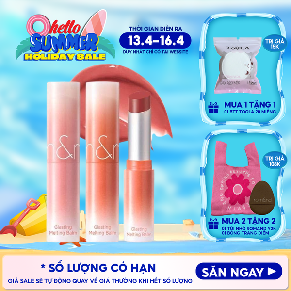  [DUSTY ON THE NUDE] Son Dưỡng Dạng Thỏi Có Màu Thuần Chay Romand Glasting Melting Balm 3.5g 