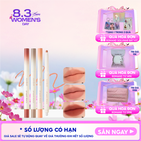 Chì Kẻ Viền Môi Romand Nhung Lì, Lâu Trôi, Thiết Kế 2 Đầu Lip Mate Pencil 0.5g