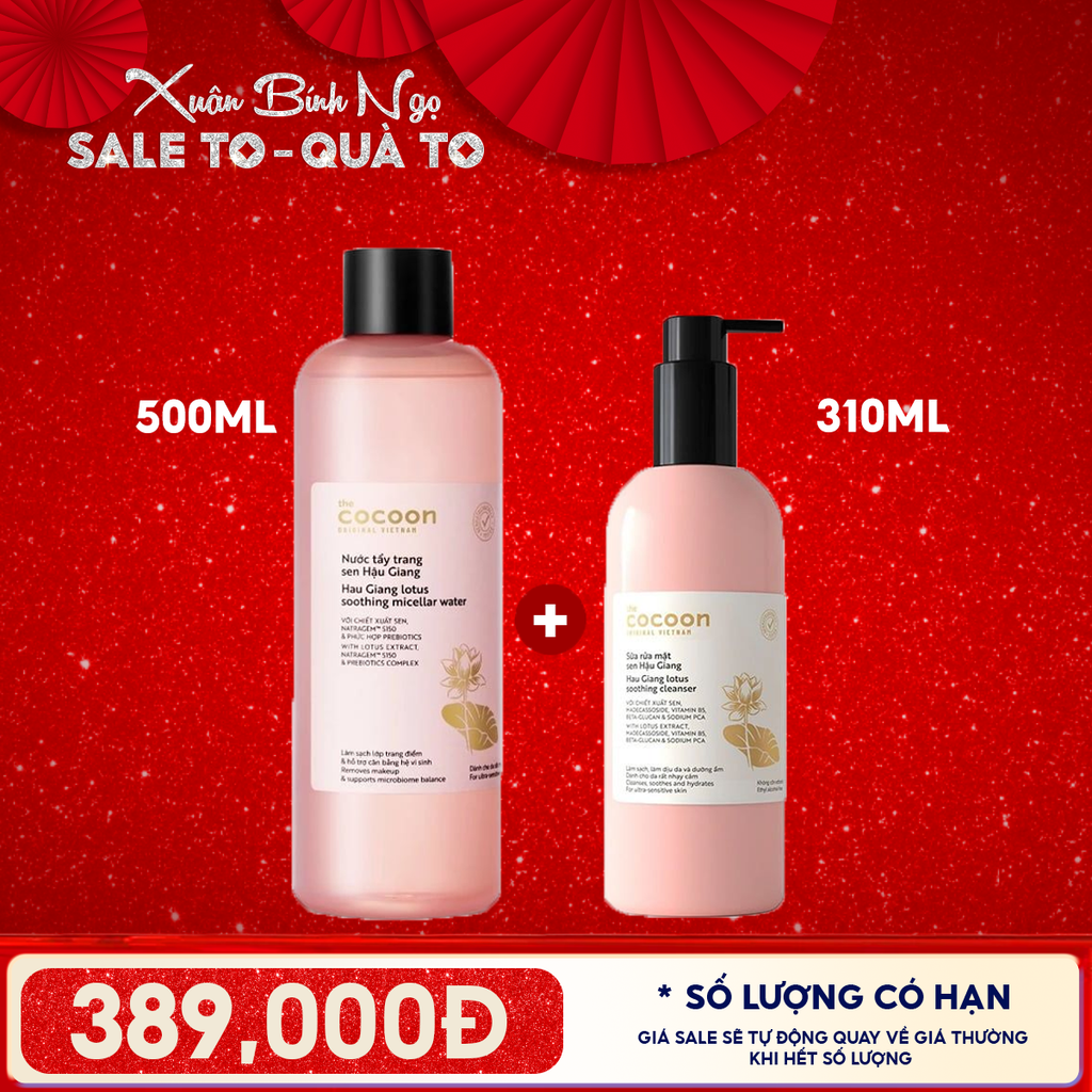 Nước Tẩy Trang Cocoon Sen Hậu Giang Hau Giang Lotus Soothing Micellar Water 500ml