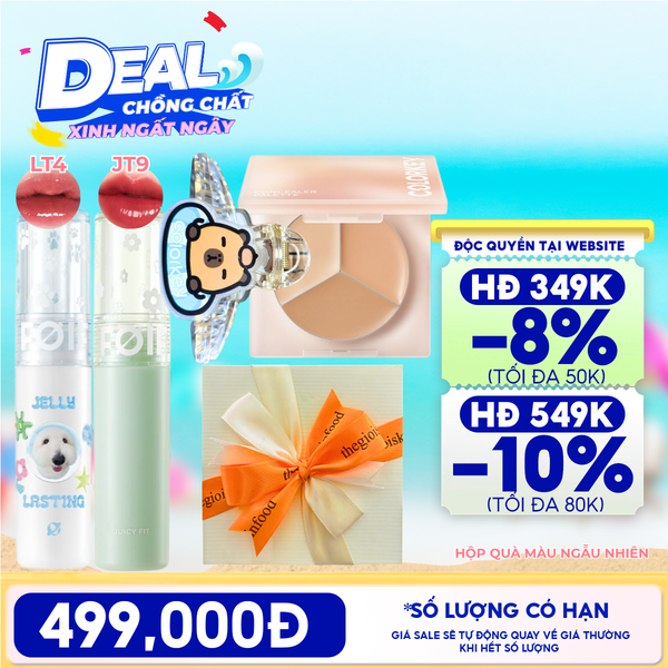  [HỘP QUÀ YÊU THƯƠNG] Son Tint Bóng FOIF Jelly Lasting Tint + Son Tint Bóng FOIF Juicy Fit Tint + Bảng Che Khuyết Điểm Colorkey + Kẹp Tóc Colokey Capybara + Hộp Quà Ngẫu Nhiên 