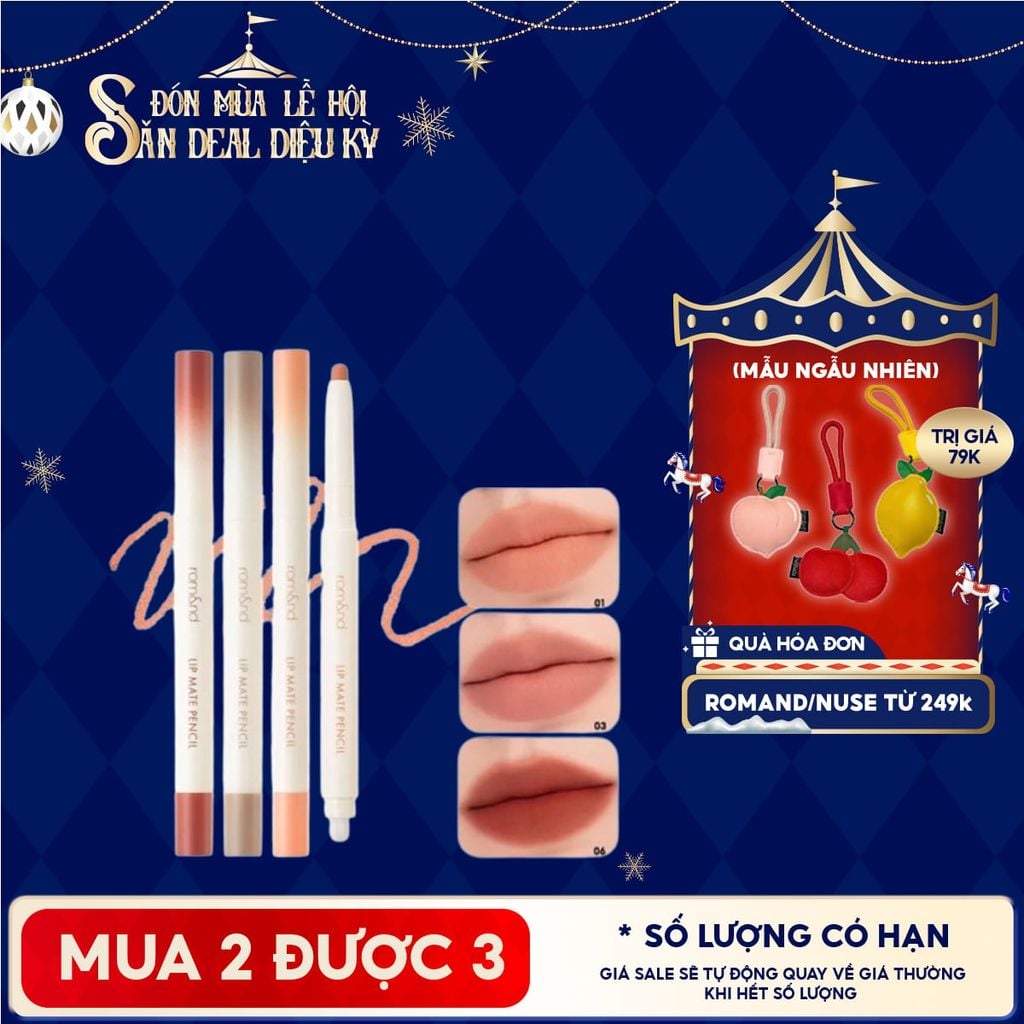 Chì Kẻ Viền Môi Romand Nhung Lì, Lâu Trôi, Thiết Kế 2 Đầu Lip Mate Pencil 0.5g