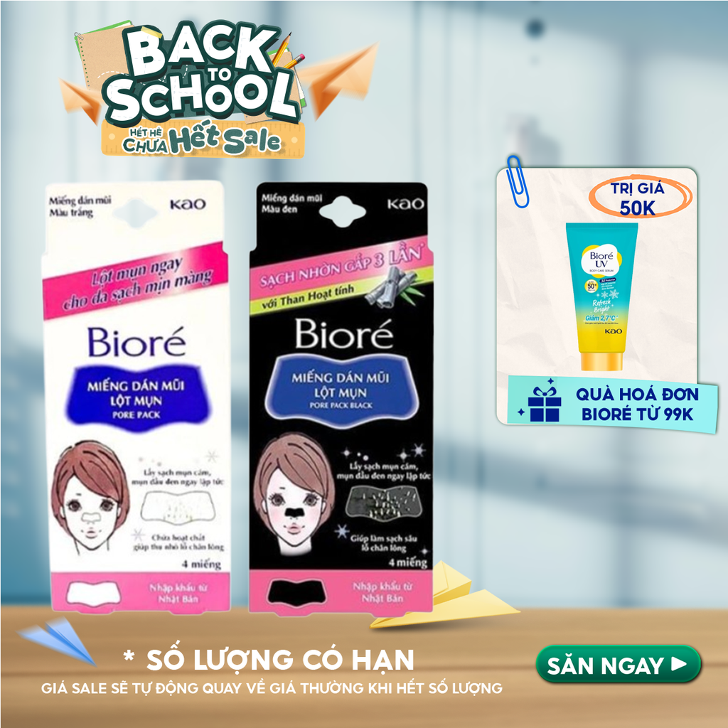 [Hộp 4 Miếng] Miếng Dán Mũi Lột Mụn Bioré Pore Pack Black
