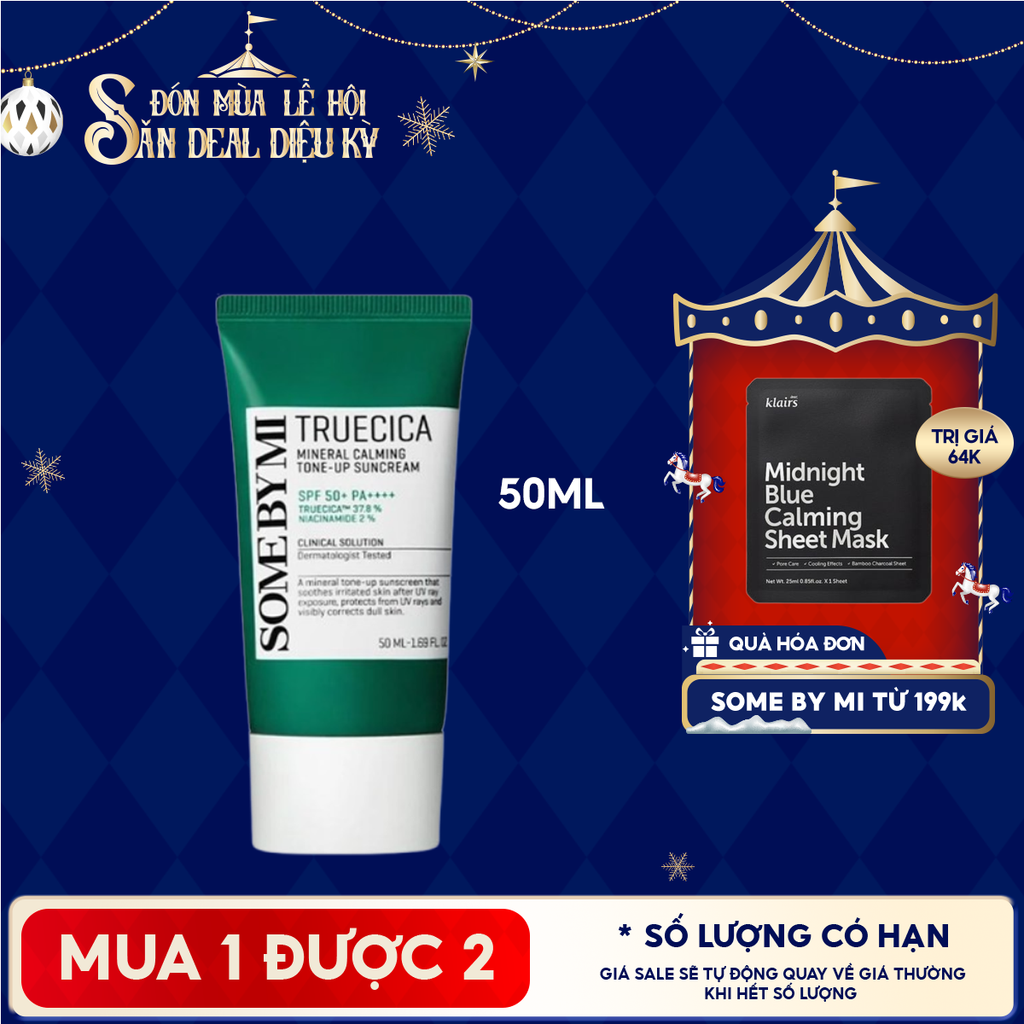 Kem Chống Nắng Some By Mi Dành Cho Da Mụn Truecica Mineral Calming Tone-up Suncream SPF50+ PA++++ 50ml