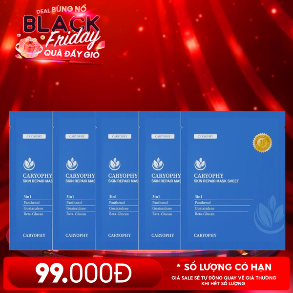 Combo 5 Miếng Mặt Nạ Cấp Ẩm, Hỗ Trợ Phục Hồi Da Caryophy Skin Repair Mask Sheet 