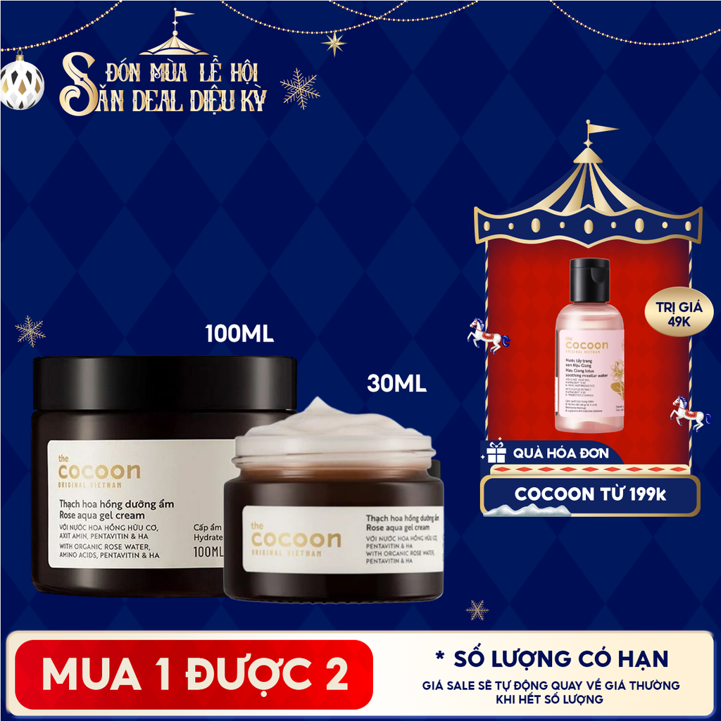 Kem Dưỡng Ẩm Dạng Thạch Cocoon Từ Hoa Hồng Tươi Giúp Nuôi Dưỡng & Khóa Ẩm Rose Aqua Gel Cream