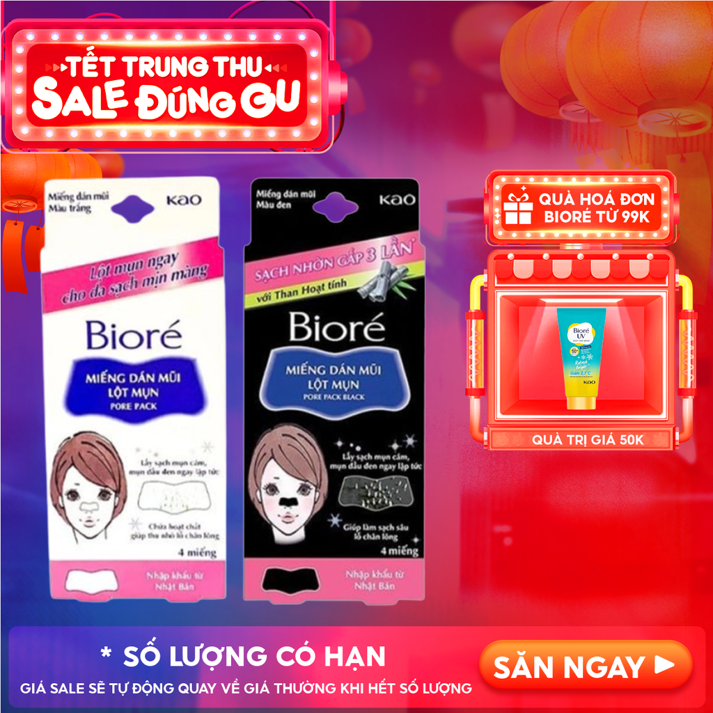 [Hộp 4 Miếng] Miếng Dán Mũi Lột Mụn Bioré Pore Pack Black