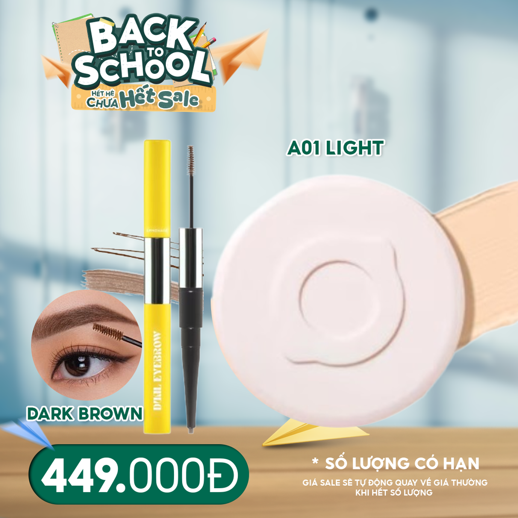 Combo 2 Sản Phẩm Lemonade: Chì Kẻ Mày Hai Đầu Want It Got It Dual Eyebrow #Dark Brown + Phấn Nước Kiềm Dầu Supper Matte Cushion SPF50+/PA+++ 15g