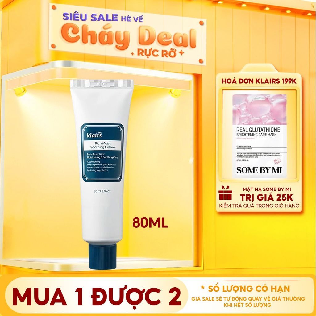 Kem Dưỡng Ẩm Chuyên Sâu Klairs Rich Moist Soothing Cream 80ml