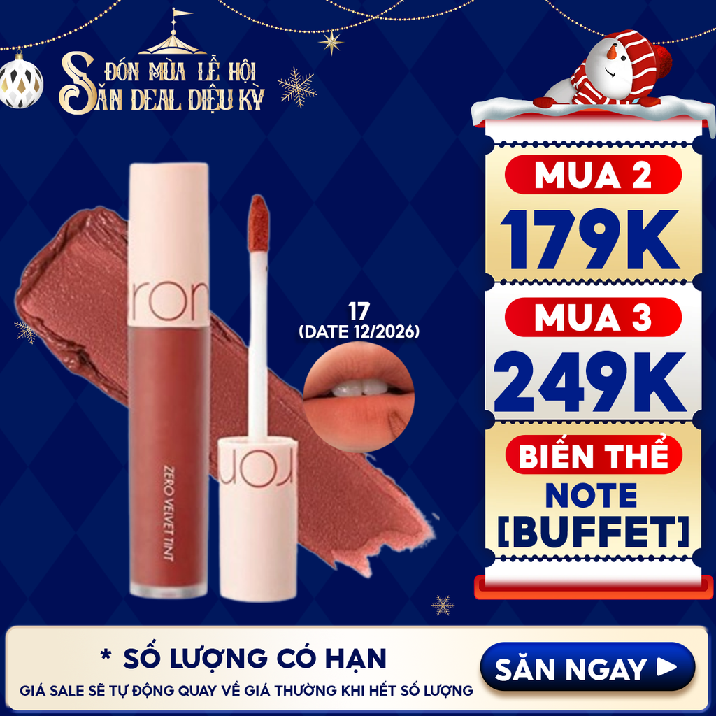 [MÀU 1-30] Son Kem Lì Romand Cực Nhẹ Môi Zero Velvet Tint 5.5g