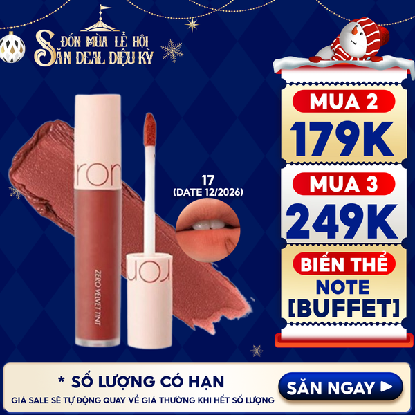  [MÀU 1-30] Son Kem Lì Romand Cực Nhẹ Môi Zero Velvet Tint 5.5g 