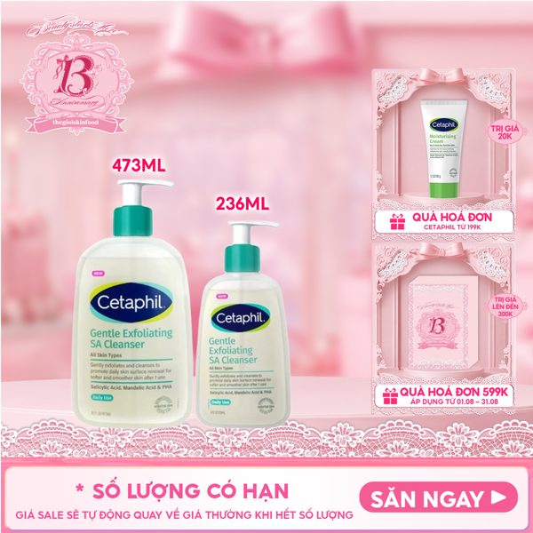  Gel Rửa Mặt Cetaphil Làm Sạch Dầu Nhờn, Cho Da Dầu, Mụn, Nhạy Cảm Gentle Exfoliating SA Cleanser 