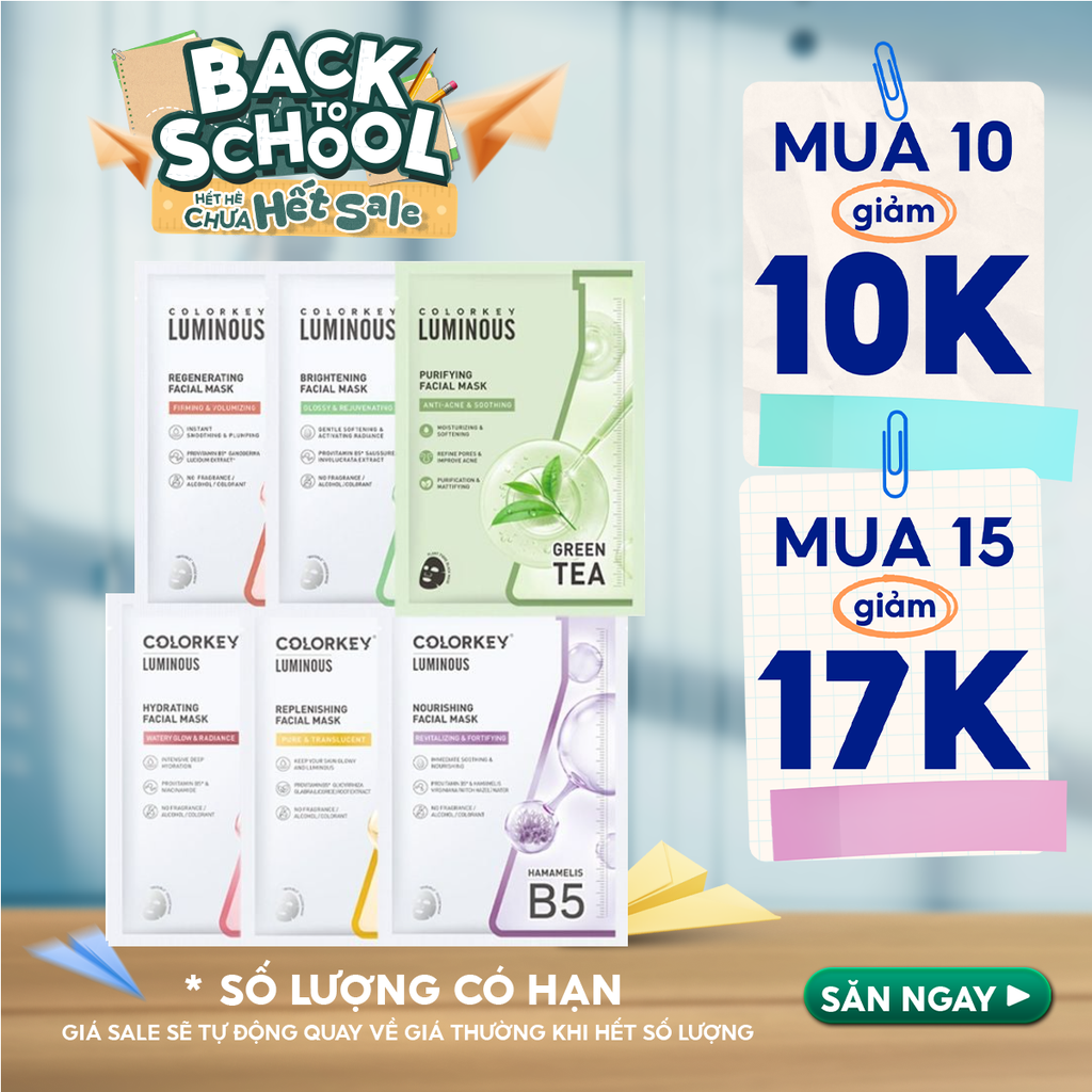 Mặt Nạ Giấy Colorkey Dưỡng Ẩm, Làm Dịu Da, Hỗ Trợ Dưỡng Sáng Facial Mask