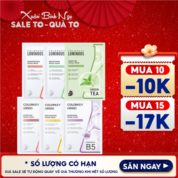  Mặt Nạ Giấy Colorkey Dưỡng Ẩm, Làm Dịu Da, Hỗ Trợ Dưỡng Sáng Facial Mask 