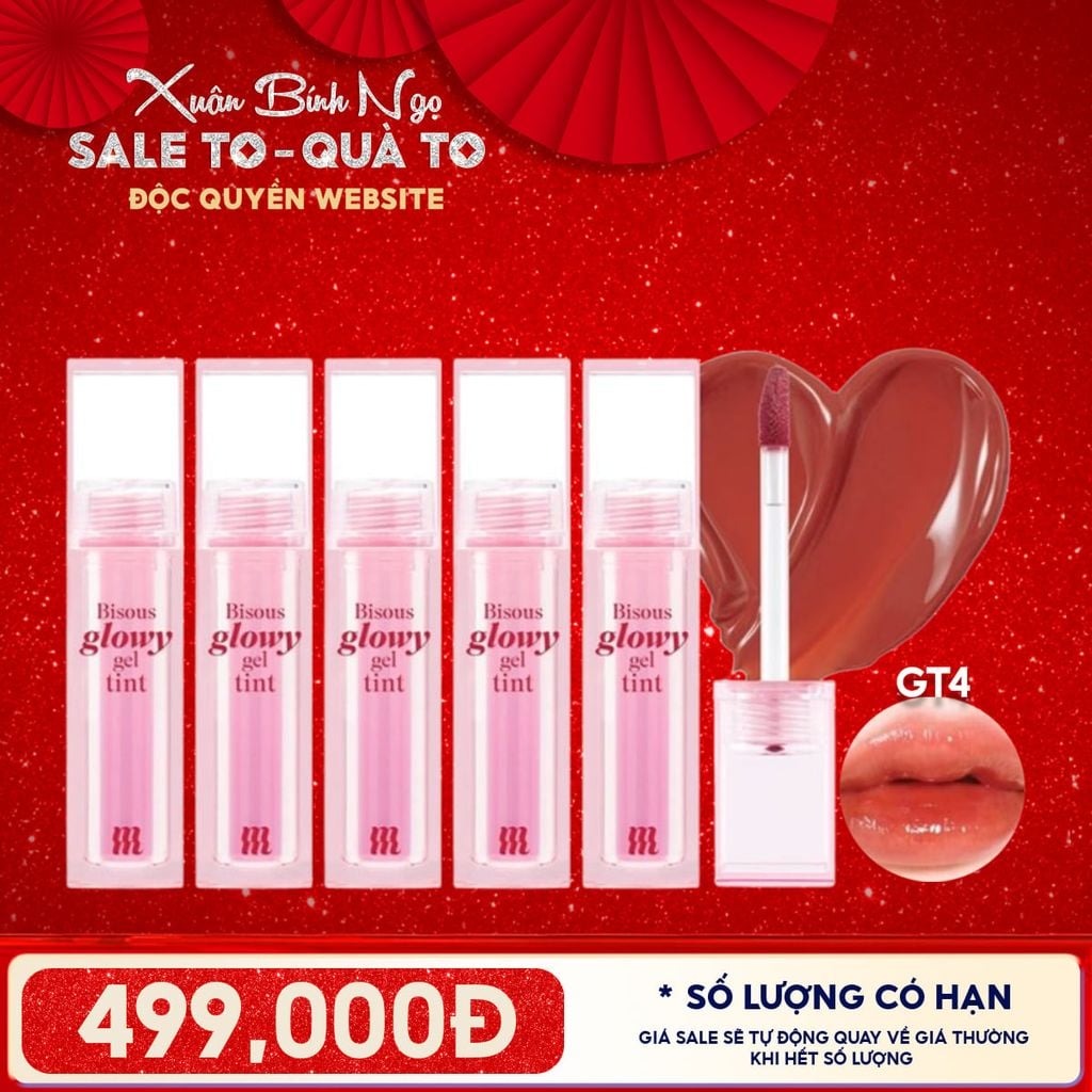 [ĐỘC QUYỀN - COMBO SIÊU HỜI] 5 Son Bóng Pha Lê Merzy Căng Mọng, Bền Màu Bisous Glowy Gel Tint