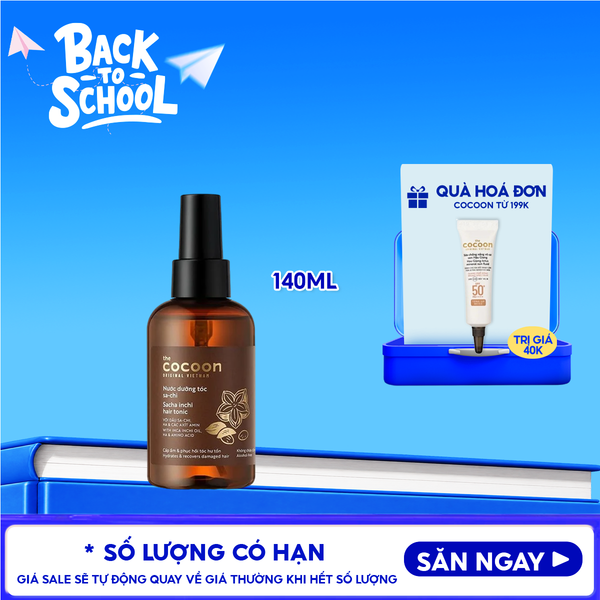  Nước Dưỡng Tóc Cocoon Dầu Sa-chi Cấp Ẩm, Phục Hồi Hư Tổn, Bảo Vệ Lớp Sừng Của Tóc Hair Tonic 140ml 