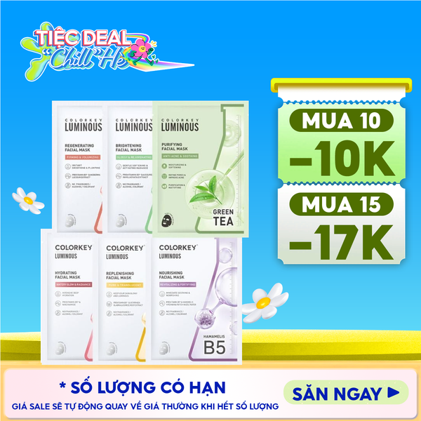  Mặt Nạ Giấy Colorkey Dưỡng Ẩm, Làm Dịu Da, Hỗ Trợ Dưỡng Sáng Facial Mask 