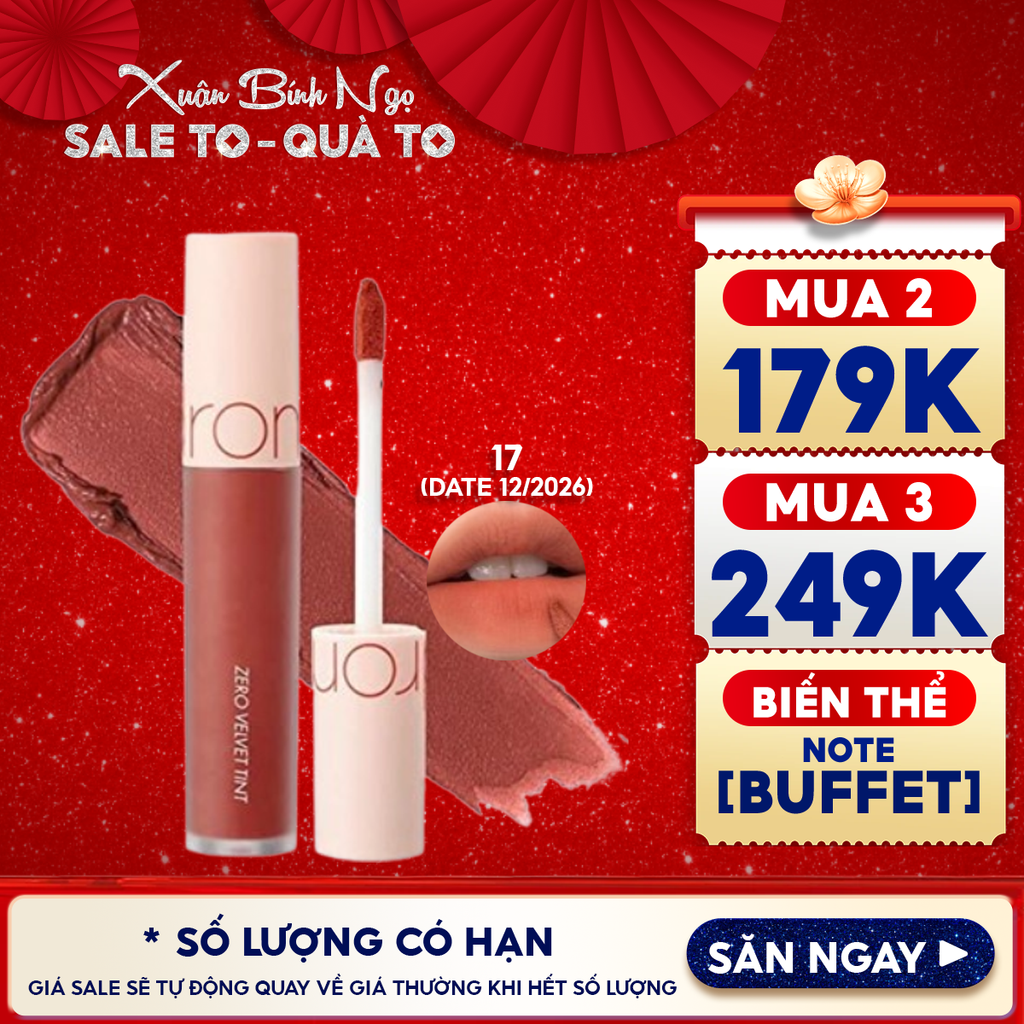 [MÀU 1-30] Son Kem Lì Romand Cực Nhẹ Môi Zero Velvet Tint 5.5g