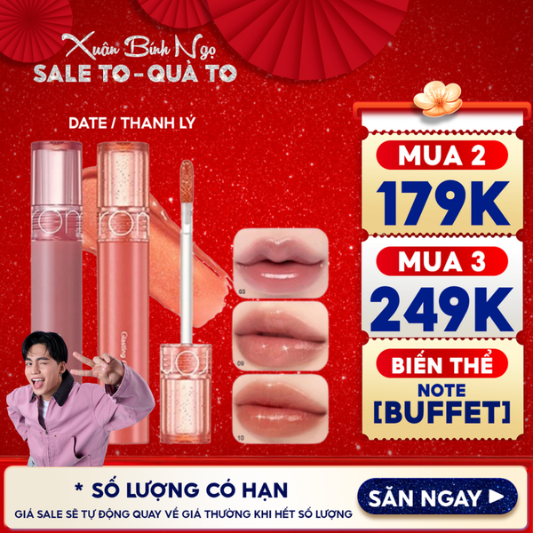  [GIÁ HỦY DIỆT][Màu 01-10][COLOR GLOSS] Son Bóng Romand Cho Môi Căng Mọng, Mềm Mịn Glasting Color Gloss 4g 