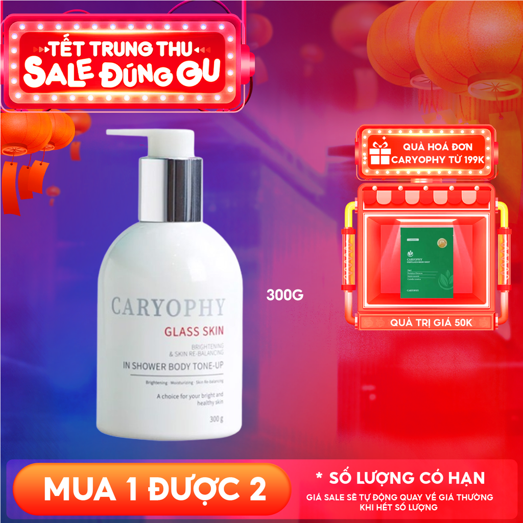 Kem Dưỡng Caryophy Hỗ Trợ Làm Sáng Da, Nâng Tông Da Glass Skin In Shower Body Tone-Up Cream 300g