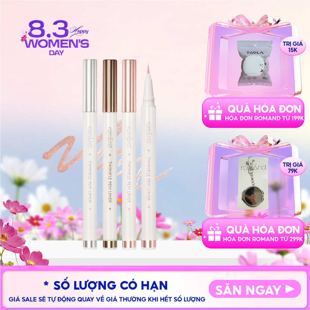 Bút Nhũ Mắt Romand Dạng Gel, Kẻ Bọng Mắt Ánh Nhũ Lấp Lánh, Lâu Trôi Twinkle Pen Liner 0.5g