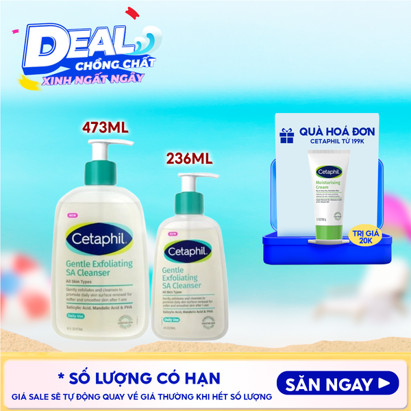  Gel Rửa Mặt Cetaphil Làm Sạch Dầu Nhờn, Cho Da Dầu, Mụn, Nhạy Cảm Gentle Exfoliating SA Cleanser 